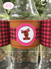 Load image into Gallery viewer, Little Moose Baby Shower Bottle Wraps Wrapper Cover Label Girl Pink Forest Woodland Animal Party Plaid Boogie Bear Invitations Viviana Theme