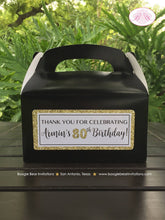Load image into Gallery viewer, Black Gold Glitter Party Treat Boxes Birthday Favor Aged To Perfection Formal Ladies Mens Boy Girl Retro Boogie Bear Invitations Armin Theme