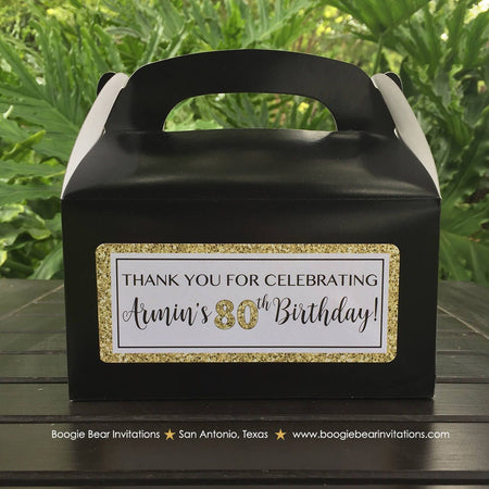 Black Gold Glitter Party Treat Boxes Birthday Favor Aged To Perfection Formal Ladies Mens Boy Girl Retro Boogie Bear Invitations Armin Theme