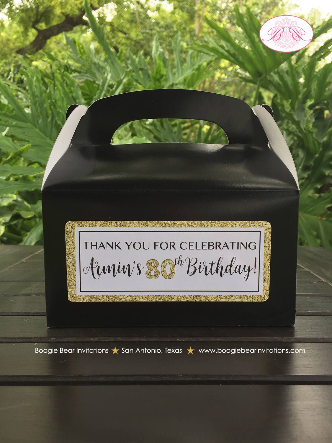 Black Gold Glitter Party Treat Boxes Birthday Favor Aged To Perfection Formal Ladies Mens Boy Girl Retro Boogie Bear Invitations Armin Theme