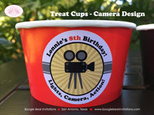 Load image into Gallery viewer, Movie Theater Birthday Party Treat Cups Candy Buffet Appetizer Food Boy Girl Red Carpet Gold Black Star Boogie Bear Invitations Lonnie Theme