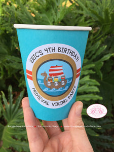 Viking Birthday Party Beverage Cups Paper Drink Warrior Boy Girl Red Blue Ship Medieval Swimming Swim Boogie Bear Invitations Eric Theme