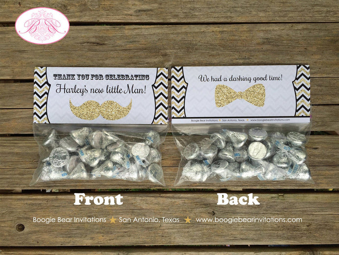 Mustache Baby Shower Treat Bag Toppers Folded Favor Black Gold Glitter Bash Bow Tie Chevron Boy Tag 1st Boogie Bear Invitations Harley Theme