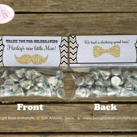 Mustache Baby Shower Treat Bag Toppers Folded Favor Black Gold Glitter Bash Bow Tie Chevron Boy Tag 1st Boogie Bear Invitations Harley Theme