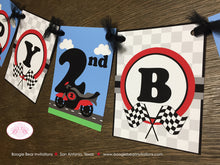 Load image into Gallery viewer, Motorcycle Happy Birthday Party Banner Boy Girl Red Enduro Motocross Street Racing Race Track Travel Boogie Bear Invitations Giacomo Theme