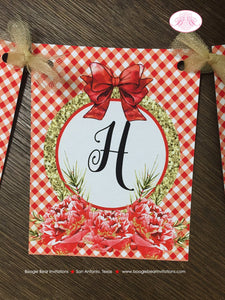 Red Gold BBQ Happy Birthday Party Banner Flower Gingham Flowers Christmas Holiday Winter Picnic Peony Boogie Bear Invitations Amanda Theme