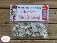Load image into Gallery viewer, London England Birthday Party Treat Bag Toppers Folded Favor Girl 1st 2nd 3rd 4th 5th 6th 7th 8th Boogie Bear Invitations Elizabeth Theme