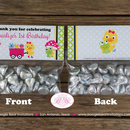 Frog Duck Birthday Party Treat Bag Toppers Folded Favor Spring Garden Girl Pink Chick Grow Gardening Boogie Bear Invitations Charlize Theme