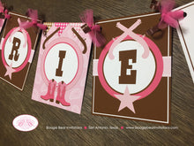 Load image into Gallery viewer, Pink Cowgirl Baby Shower Name Banner Party Gunslinger Boots Lone Star Pistol Gun Paisley Gingham Cow Boogie Bear Invitations Sherie Theme
