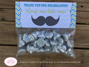 Mustache Bash Baby Shower Treat Bag Toppers Folded Favor Lime Green Blue Retro Chevron Boy Formal Circus Boogie Bear Invitations Remy Theme