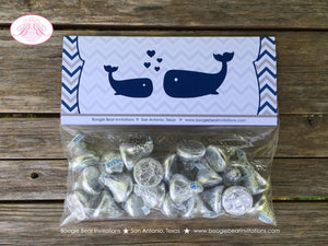 Navy Blue Whale Baby Shower Folded Treat Bag Toppers Boy Girl Grey Ocean Silver White Label Chevron Boogie Bear Invitations Kristy Theme