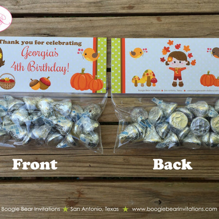 Autumn Harvest Birthday Party Treat Bag Toppers Folded Favor Fall Pumpkin Girl Country Forest Farm Kid Boogie Bear Invitations Georgia Theme