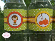 Load image into Gallery viewer, Autumn Harvest Birthday Party Bottle Wraps Wrappers Cover Label Fall Pumpkin Girl Country Farm Forest Boogie Bear Invitations Georgia Theme