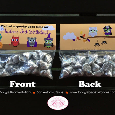 Halloween Owl Birthday Party Treat Bag Toppers Folded Favor Girl Boy Spooky Woodland Animals Birds Fall Boogie Bear Invitations Harlow Theme