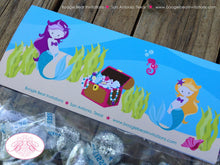 Load image into Gallery viewer, Pink Mermaid Birthday Party Treat Bag Toppers Folded Favor Swim Swimming Pool Ocean Under Sea Summer Boogie Bear Invitations Cordelia Theme