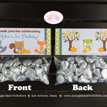 Forest Animals Birthday Party Treat Bag Toppers Folded Favor Fall Pumpkin Woodland Creatures Boy Girl Boogie Bear Invitations Asher Theme