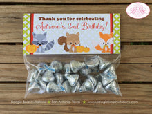 Load image into Gallery viewer, Forest Animals Birthday Party Treat Bag Toppers Folded Favor Fall Pumpkin Boy Girl Woodland Harvest Boogie Bear Invitations Autumn Rae Theme