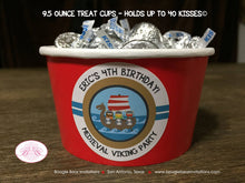 Load image into Gallery viewer, Viking Birthday Party Treat Cups Candy Buffet Paper Warrior Boy Girl Red Blue Ship Boat Sea Swim Swimming Boogie Bear Invitations Eric Theme