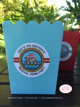 Load image into Gallery viewer, Viking Birthday Party Popcorn Boxes Mini Favor Warrior Boy Girl Red Blue Sail Ship Swim Swimming Pool Sea Boogie Bear Invitations Eric Theme