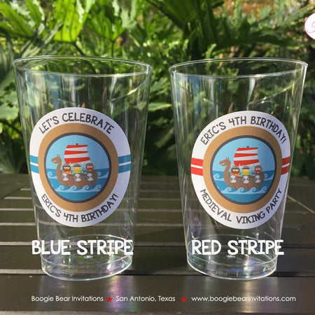 Viking Birthday Party Beverage Cups Plastic Drink Warrior Boy Girl Red Blue Ship Swim Swimming Boat Ocean Boogie Bear Invitations Eric Theme