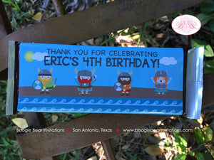Viking Birthday Party Candy Bar Wraps Wrappers Sticker Warrior Boy Girl Red Blue Ship Swim Swimming Boat Boogie Bear Invitations Eric Theme