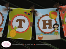 Load image into Gallery viewer, Hawaiian Luau Happy Birthday Banner Party Beach Tiki Pool Swimming Girl 1st 7th 8th 9th 10th 11th 12th Boogie Bear Invitations Alani Theme