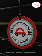 Load image into Gallery viewer, Cars Trucks Birthday Party Favor Tags Gift Honk Beep Blue Red Aqua Turquoise Blue Boy Traffic Travel Trip Boogie Bear Invitations Sam Theme