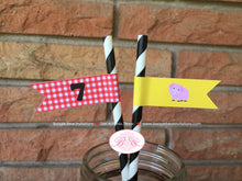 Load image into Gallery viewer, Farm Animals Birthday Party Paper Straws Pennant Boy Girl Red Barn Country Petting Zoo Hay Ride Gingham Boogie Bear Invitations Peyton Theme
