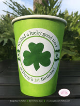 Load image into Gallery viewer, Lucky Shamrock Birthday Party Beverage Cups Paper Drink Girl Boy Green St. Patrick&#39;s Day Irish Clover Boogie Bear Invitations Darcy Theme