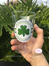 Load image into Gallery viewer, Lucky Shamrock Birthday Party Beverage Cups Plastic Drink Girl Boy Green St. Patrick&#39;s Day Clover Irish Boogie Bear Invitations Darcy Theme