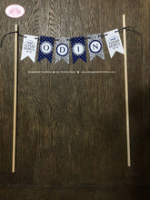 Load image into Gallery viewer, Mr. Wonderful Party Pennant Cake Banner Topper Flag Onederful Blue Silver White Polka Dot Happy Birthday Boogie Bear Invitations Odin Theme
