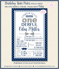 Load image into Gallery viewer, Mr Wonderful Birthday Party Sign Poster Frameable Chalkboard Stats Onederful Boy derful Blue Silver 1st Boogie Bear Invitations Odin Theme