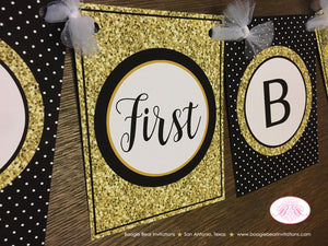 Mr. Wonderful Birthday Party Package Boy Little Man Glitter Gold Black White Onederful Banner 1st 2nd Boogie Bear Invitations Owen Theme