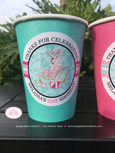 Load image into Gallery viewer, Pink Flamingo Birthday Party Beverage Cups Paper Drink Girl Holiday Christmas Winter Aqua Sleigh Santa Boogie Bear Invitations Melania Theme