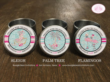 Load image into Gallery viewer, Pink Flamingos Birthday Party Treat Favor Tins Circle Gift Box Candy Girl Holiday Santa Christmas Aqua Boogie Bear Invitations Melania Theme