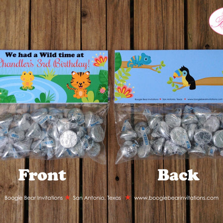 Rainforest Birthday Party Treat Bag Toppers Folded Favor Amazon Rain Forest Jungle Frog Toad Boy Girl Boogie Bear Invitations Chandler Theme