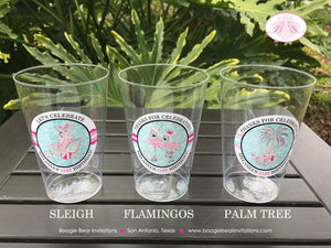 Pink Flamingo Birthday Party Beverage Cups Plastic Drink Girl Winter Christmas Aqua Santa Sleigh Gifts Boogie Bear Invitations Melania Theme