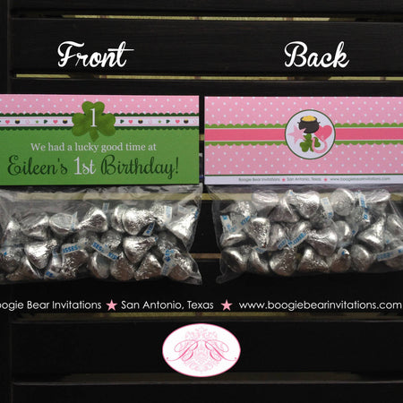 Lucky Charm Birthday Party Treat Bag Toppers Folded Favor Label Pink Girl Green Shamrock Clover Spring Boogie Bear Invitations Eileen Theme