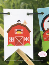 Load image into Gallery viewer, Farm Animals Party Pennant Cake Banner Topper Happy Birthday Girl Boy Red Barn Petting Zoo Country Kids Boogie Bear Invitations Peyton Theme