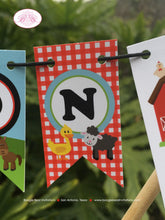 Load image into Gallery viewer, Farm Animals Party Pennant Cake Banner Topper Happy Birthday Girl Boy Red Barn Petting Zoo Country Kids Boogie Bear Invitations Peyton Theme