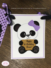 Load image into Gallery viewer, Panda Bear Birthday Name Party Banner Black Purple Lavender Girl Tropical Jungle Butterfly Flower Garden Boogie Bear Invitations Ronna Theme