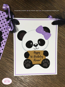 Panda Bear Birthday Name Party Banner Black Purple Lavender Girl Tropical Jungle Butterfly Flower Garden Boogie Bear Invitations Ronna Theme