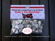 Load image into Gallery viewer, Red Motorcycle Birthday Party Treat Bag Toppers Folded Favor Black Enduro Motocross Street Bike Racing Boogie Bear Invitations Cody Theme