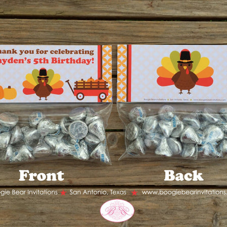 Little Turkey Birthday Party Treat Bag Toppers Folded Favor Fall Pumpkin Girl Boy Farm Barn Country Boogie Bear Invitations Jayden Theme