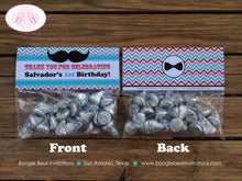 Load image into Gallery viewer, Mustache Birthday Party Treat Bag Toppers Folded Favor Red Blue Bash Chevron Boy Little Dashing Man Boogie Bear Invitations Salvador Theme