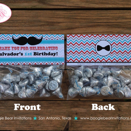 Mustache Birthday Party Treat Bag Toppers Folded Favor Red Blue Bash Chevron Boy Little Dashing Man Boogie Bear Invitations Salvador Theme