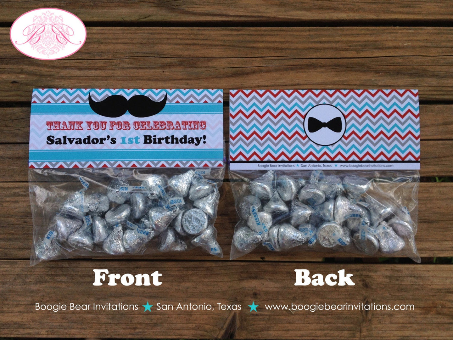 Mustache Birthday Party Treat Bag Toppers Folded Favor Red Blue Bash Chevron Boy Little Dashing Man Boogie Bear Invitations Salvador Theme