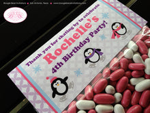 Load image into Gallery viewer, Penguin Ice Skating Party Treat Bag Toppers Birthday Folded Favor Girl Indoor Outdoor Pond Rink Skate Boogie Bear Invitations Rochelle Theme