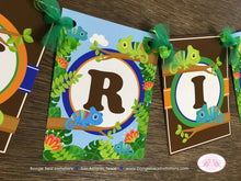 Load image into Gallery viewer, Chameleon Birthday Party Name Banner Boy Girl Rain Forest Amazin Jungle Wild Safari Reptile Animals Zoo Boogie Bear Invitations Chris Theme