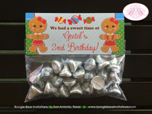 Load image into Gallery viewer, Gingerbread Birthday Party Treat Bag Toppers Folded Favor Girl Lollipop Snowflake Christmas Sweet Red Boogie Bear Invitations Gretel Theme